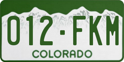 CO license plate 012FKM