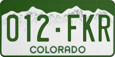 CO license plate 012FKR
