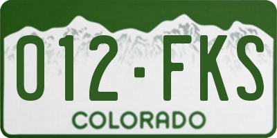 CO license plate 012FKS