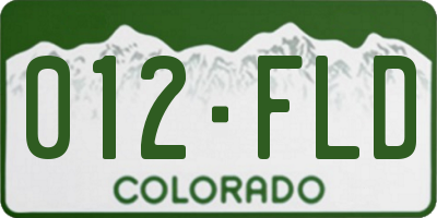 CO license plate 012FLD