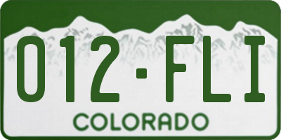 CO license plate 012FLI