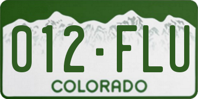 CO license plate 012FLU