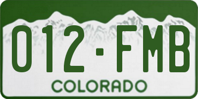 CO license plate 012FMB