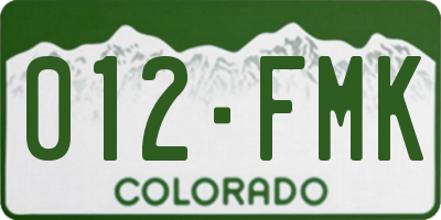 CO license plate 012FMK
