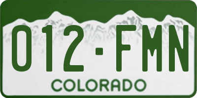 CO license plate 012FMN