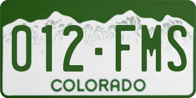 CO license plate 012FMS