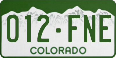 CO license plate 012FNE