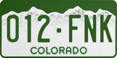 CO license plate 012FNK