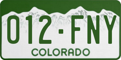 CO license plate 012FNY