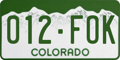 CO license plate 012FOK