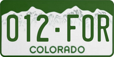 CO license plate 012FOR