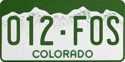 CO license plate 012FOS