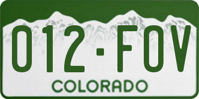 CO license plate 012FOV