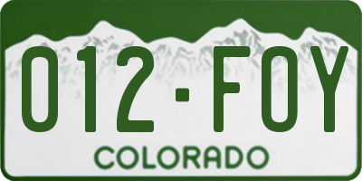 CO license plate 012FOY