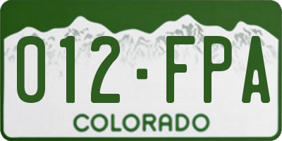 CO license plate 012FPA