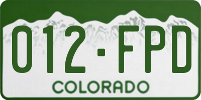 CO license plate 012FPD