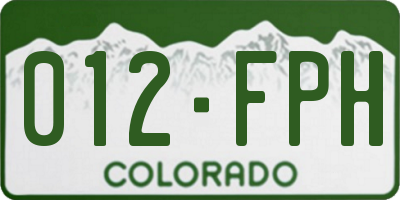 CO license plate 012FPH