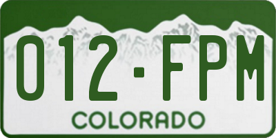 CO license plate 012FPM
