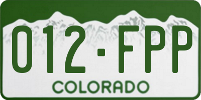 CO license plate 012FPP