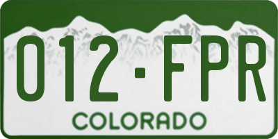 CO license plate 012FPR