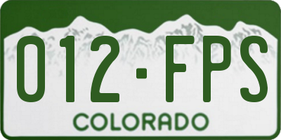 CO license plate 012FPS