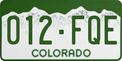 CO license plate 012FQE