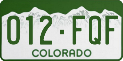 CO license plate 012FQF