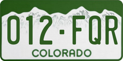 CO license plate 012FQR