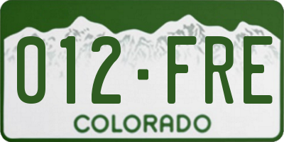 CO license plate 012FRE