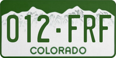 CO license plate 012FRF