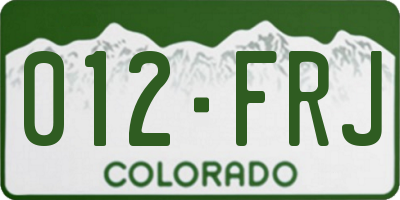 CO license plate 012FRJ