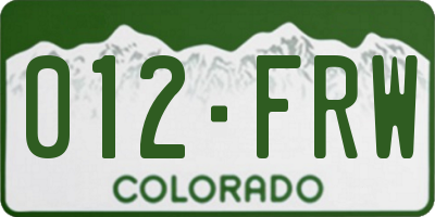 CO license plate 012FRW