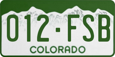 CO license plate 012FSB