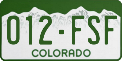 CO license plate 012FSF