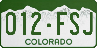 CO license plate 012FSJ