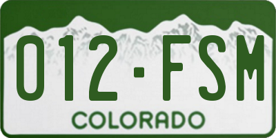 CO license plate 012FSM