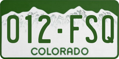 CO license plate 012FSQ