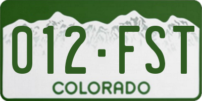 CO license plate 012FST