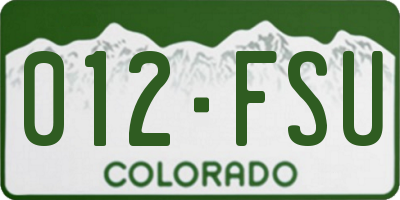CO license plate 012FSU