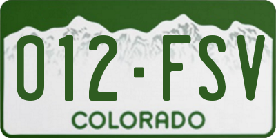 CO license plate 012FSV