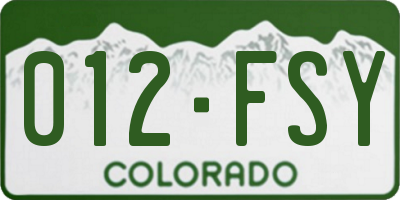 CO license plate 012FSY