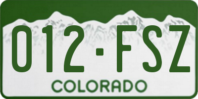 CO license plate 012FSZ