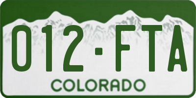 CO license plate 012FTA
