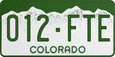 CO license plate 012FTE