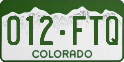 CO license plate 012FTQ