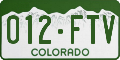 CO license plate 012FTV