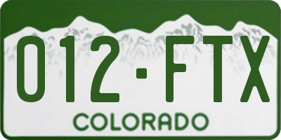 CO license plate 012FTX