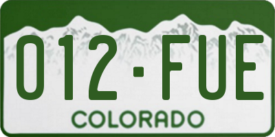 CO license plate 012FUE