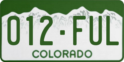 CO license plate 012FUL