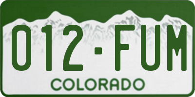 CO license plate 012FUM